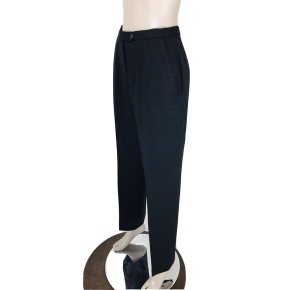 Vintage 70s York Yair Black Wool High Waist Pleated Trouser Pants - Picture 7 of 11